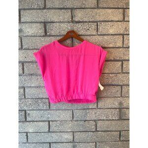DKNY Womens Hot Pink Cropped Top With Elastic Hem XS